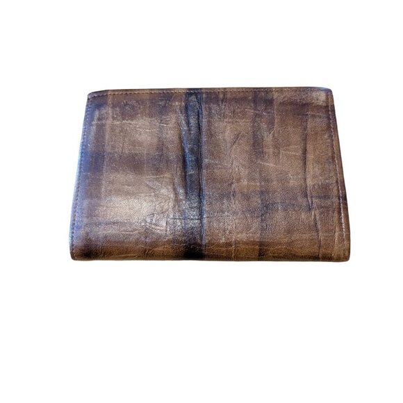 Vintage Wallet Cowhide Leather Womens Snap BiFold Brown Kiss Lock Change Western - Picture 3 of 9